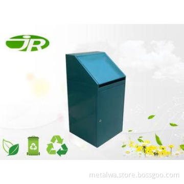 Green Galvanized Steel Outdoor Waste Bin with Lid  Stand Fr